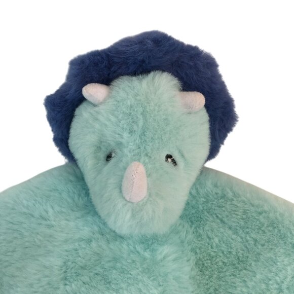 Parents Choice Blue Dinosaur Lovey 12" Triceratops Security Blanket Satin Back - Picture 2 of 6